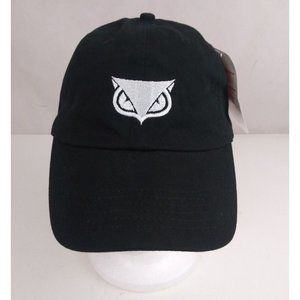 NWT Black With White Embroidered Owl Head Adjustable Baseball Cap
